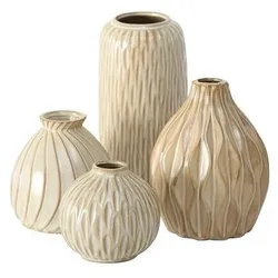 Vase Zalina Porzellan Blumenvase matt cremeweiß H 9-19 cm 4 teilig