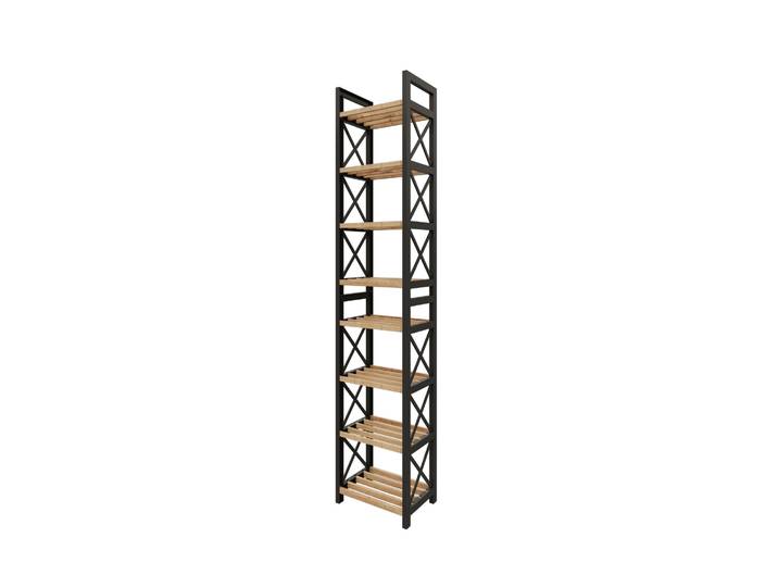 Habitat Et Jardin – Étagère Multifonctionnelle En Bois Noir 23 X 18 X 128 Cm – 8 Niveaux – Design Industriel Pour Espaces Modernes