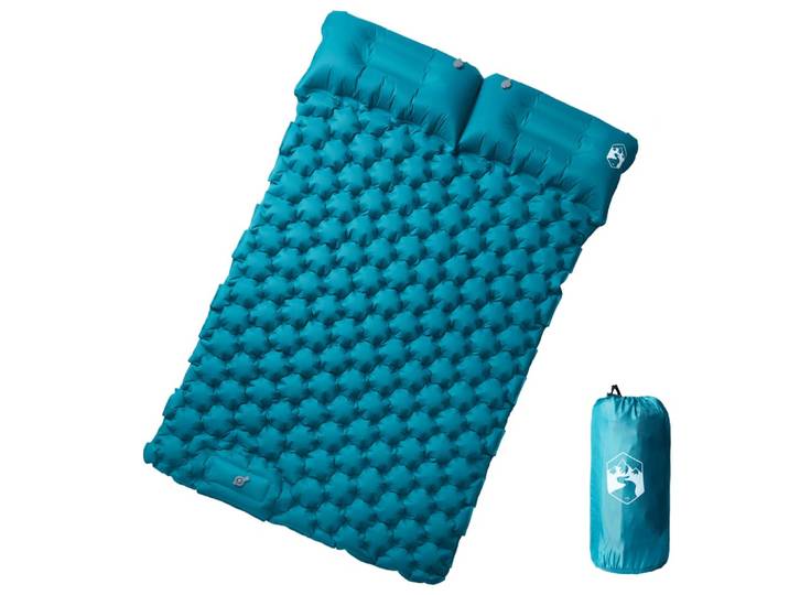 vidaXL Doppel-Isomatte mit Kissen Selbstaufblasend Blau