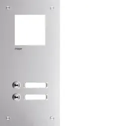 Hager RTQ102X Frontplatte intercom mono 2 Tasten + Namensschild, Edelstahl, 315x150x32