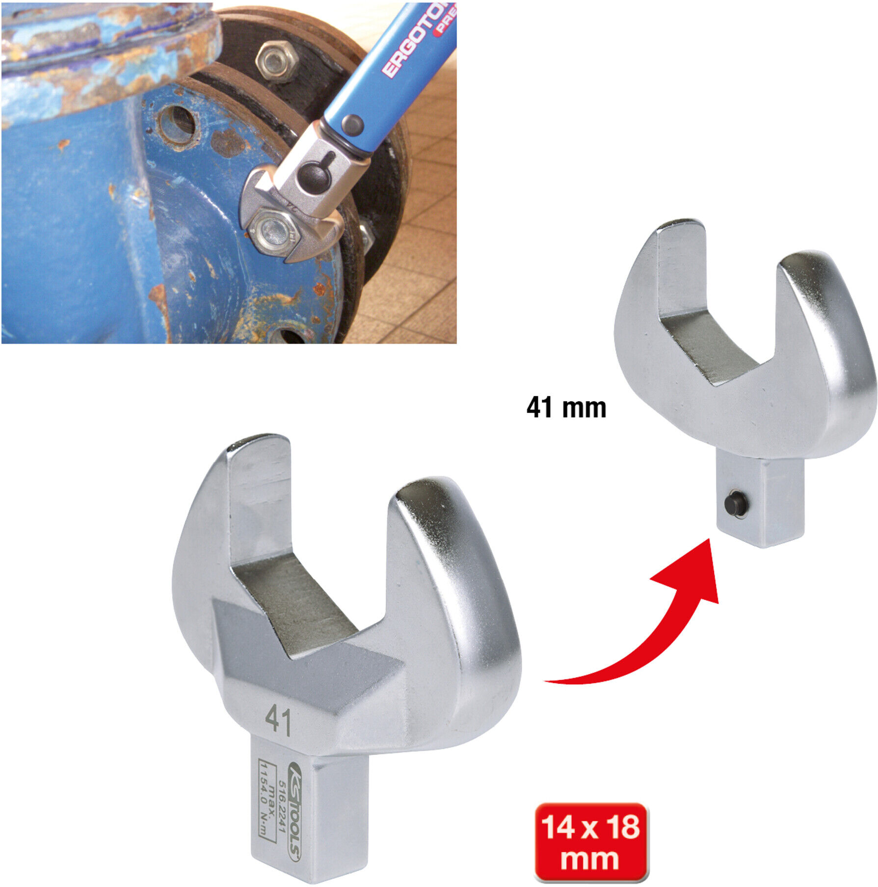 KS Tools 14x18mm Einsteck-Maulschlüssel, 41mm (516.2241)