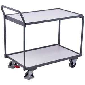 VARIOfit Tischwagen sw-600.557, ESD, Metall & Holz, mit 2 Etagen, Tragkraft 250kg, 985 x 595mm