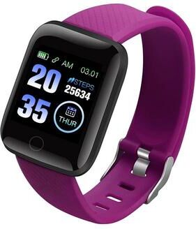 CaseAndConnect 116Plus Smart Bracelet Fitness Tracker With Heart Rate Monitor IP67 Waterproof Color Screen purple