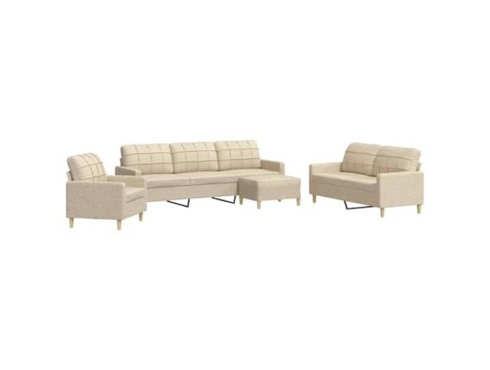 Coespram 4-TLG. Sofagarnitur mit Fußhocker Creme Polstersofa Set Komfortable Polsterung mit Schaumstoff und robustem Metallgestell für gemütliche Entspannung im heimischen Wohnzimmer.