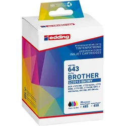 edding Druckerpatrone EDD-643 schwarz, cyan, magenta, gelb kompatibel zu brother LC3213 BKCMY