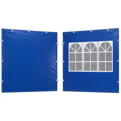 Relaxdays Pavillon-Seitenteile 2er Set, 3x3m, Fenster, Klettverschluss, Wind-/Sichtschutz, für Garten-/Faltpavillon,blau