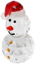 "Saro Lifestyle Crystal Snowman Figurine - Decorative Holiday Glass Tabletop Sculpture - 3""x2"""