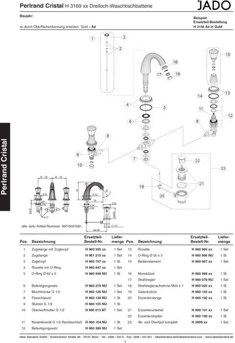 Ideal Standard Mundstück PERLRAND, M24X1, Gold H960968A4
