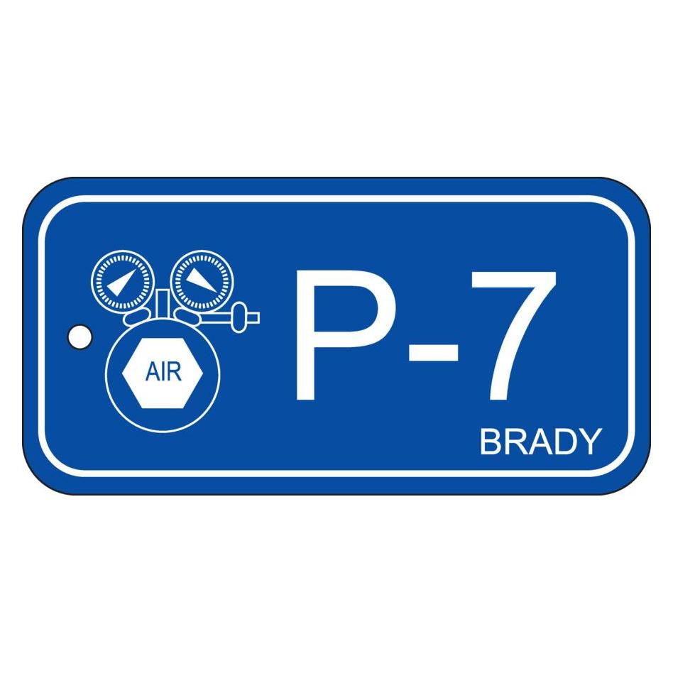 Brady B-7527, Polypropylen Schild, Energy Source Tag - Pneumatic, 75 x 38mm, Weiss auf Blau, Beschr (ENERGY TAG-P-7-75X38MM-PP/25)