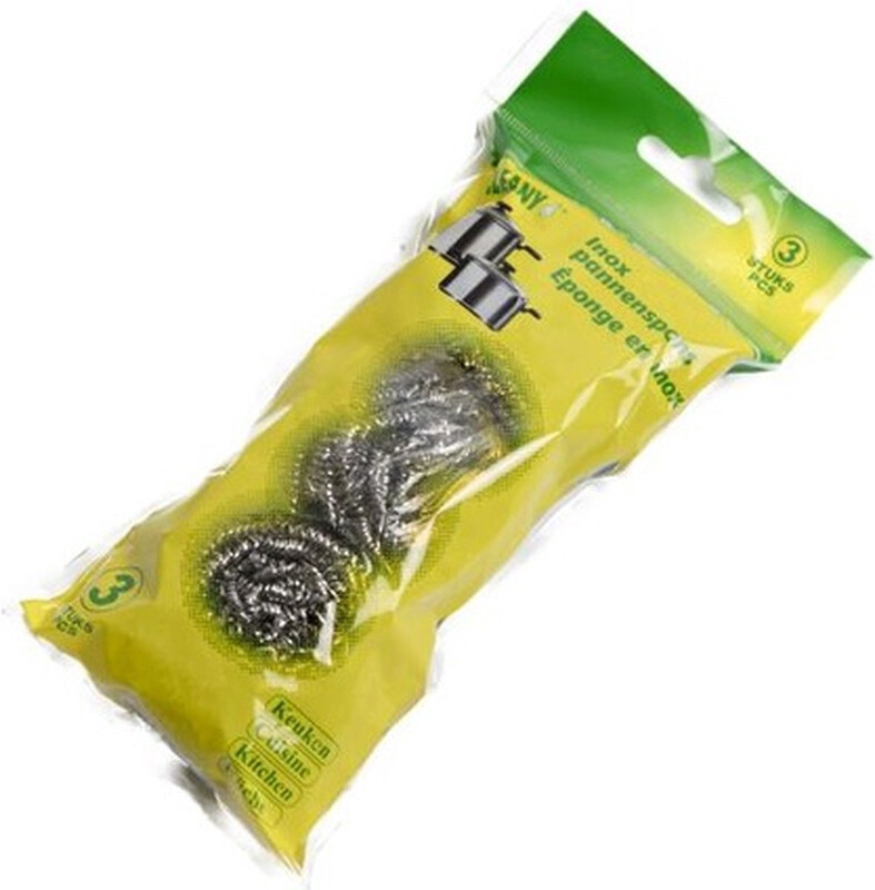 Cleany set van 3 roestvrijstalen schuursponzen, 20 g