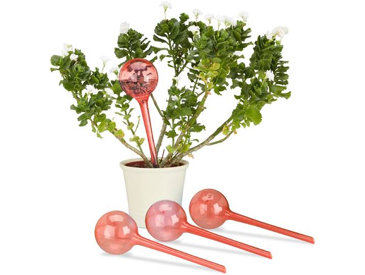 waterdruppelaar - set van 4 - watergeefsysteem - 2 weken - kamerplanten - kunststof - rood