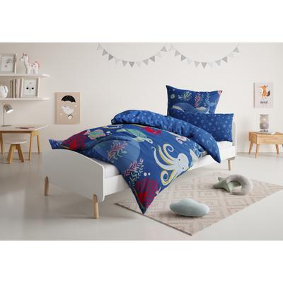 Kinderbettwäsche OTTO HOME "CUDDLEE", blau (unterwasserwelt), B/L: 135cm x 200cm, 1 Stk., Renforcé, B/L: 40cm x 80cm, 2 Stk., Obermaterial: 100% Baumwolle, Bettwäsche, in vielen Designs:...