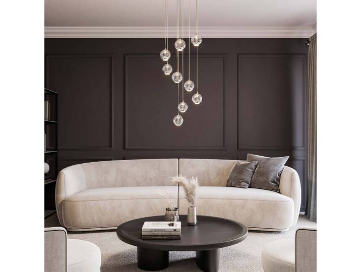 Glazen hanglamp Hayley, chroom / zilver, Woon-/ Eetkamer, Glas, Design, hanglamp