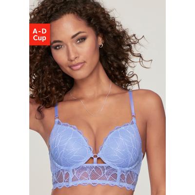 Push-up-BH LASCANA "BH mit Bügel, in Bustier Form, als Dessous-Set kombinierbar", Damen, Gr. 75, Cup B, blau (kornblumenblau), Microtouch, Obermaterial: 90% Polyamid, 10% Elasthan, BHs Push-up-BH, sexy Unterwäsche, sexy Dessous, Reizwäsche Damen