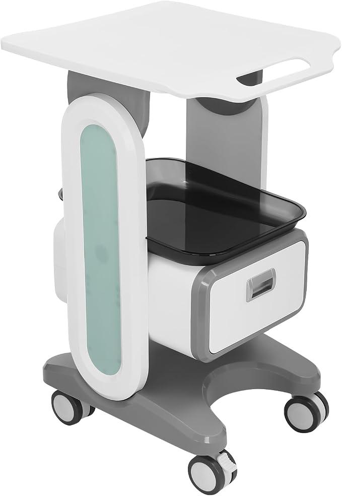Medizinischer Wagen mit 1 Schublade, 60kg Belastbarer Friseurwagen SchöNheit Arbeitswagen Beauty Salon Trolley Friseur Laborwagen Medizinwagen Rollbarer Servierwagen für Labor Klinik Krankenhaus Salon