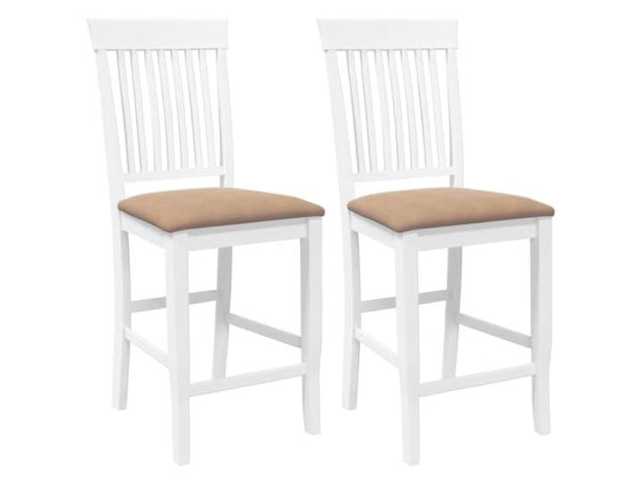 Barhocker mit Rückenlehne und Kissen, 2-teilig, weiß, Massivholz Robustes Gummibaumholz, gepolsterte Sitzfläche, ergonomische Rückenlehne, schlichter Stil, vielfältige Verwendung im