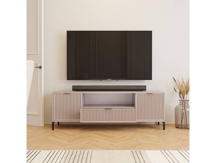 Meuble TV 165 cm WAVE - 165x40x56 cm - 2 portes et tiroir - Cachemire