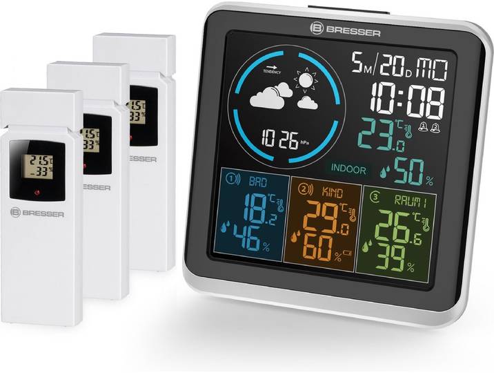 Bresser Weerstation - Quadro Individio - Voor Binnen & Buiten - Incl. 3 Sensoren