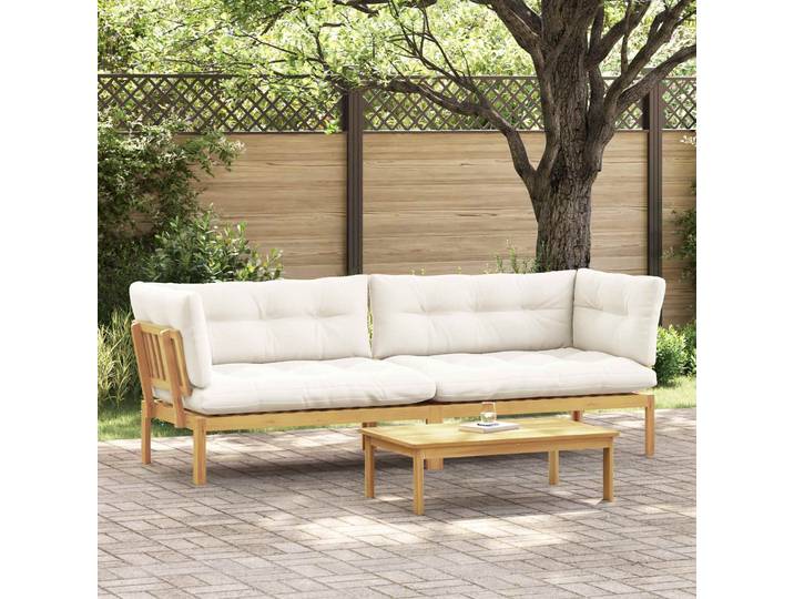 vidaXL Garten Pallet Sofa Einheiten 2 Stück Hellbraun und Cremeweiß