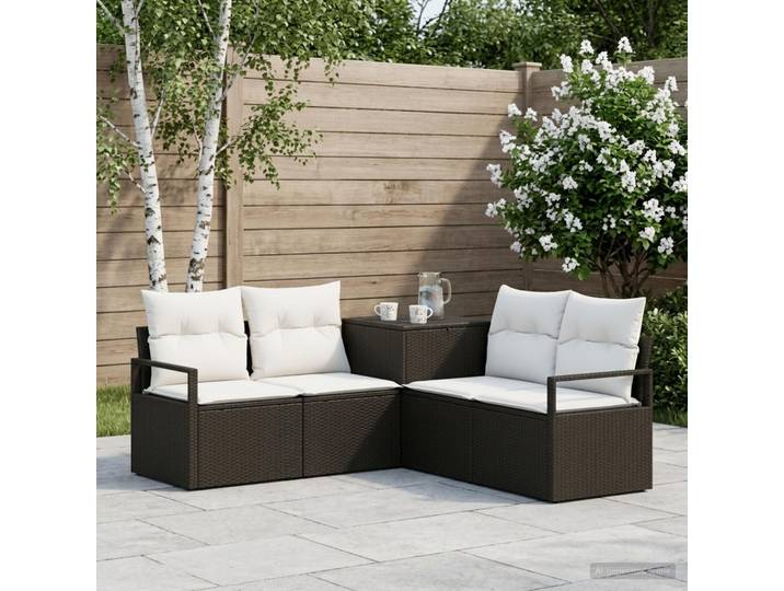 vidaXL Sofa Set 5 stk. Schwarz und Cremeweiß 177 x 177 x 85 cm