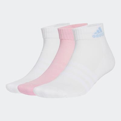 Funktionssocken ADIDAS PERFORMANCE "CUSHIONED SPORTSWEAR ANKLE, 3 PAAR", Damen, Gr. XXL (49/51), weiß (weiß, weiß, true pink), Obermaterial: 62% Baumwolle, 34% Polyester, 3% Elasthan, 1% sonstige Fasern, Socken