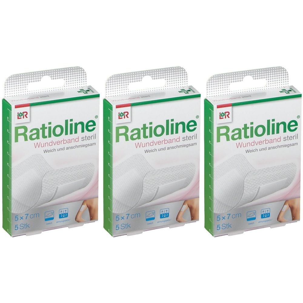 Ratioline Wundverband 7x5 cm steril 3x 3x5 St Verband