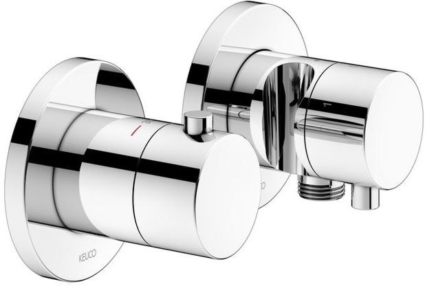 Keuco Edition 400 Brausethermostat 51553011231 chrom, für 3 Verbraucher, inklusive Wandanschlußbogen und Brausehalter
