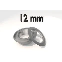 Ösen für Hand Ösenpresse BB-XOEP, Stahl vernickelt, Pack mit 100 Stück 12 mm, Eisen