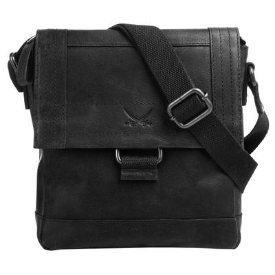 Umhängetasche SANSIBAR "SANSIBAR Damen echt Leder", Damen, Gr. B/H/T: 23cm x 20cm x 4cm onesize, schwarz, Leder, gepflegt, Taschen Umhängetasche, echt Leder