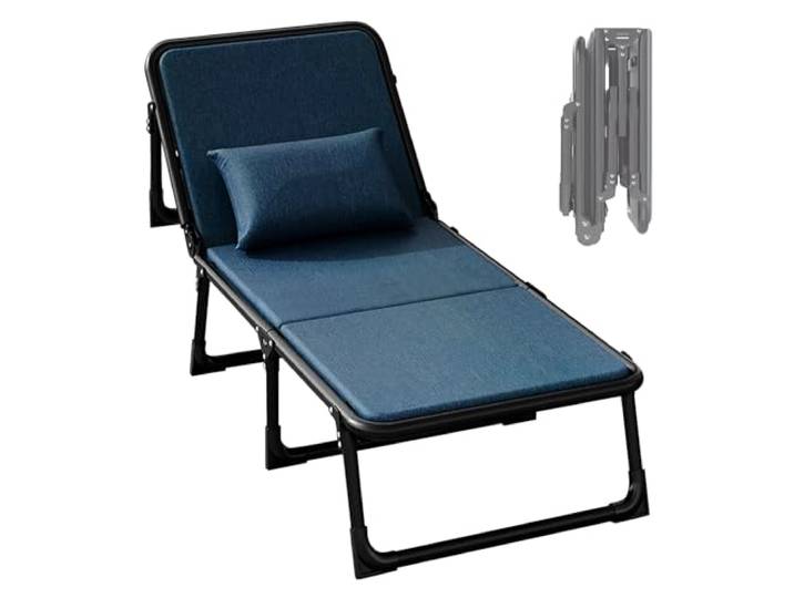 EBzvblxm Klappbett aus Metall und Baumwollleinen Mehrfarbig 180–190 x 56–68 x 30–31 cm: Camping, Zuhause, Büro, Krankenhaus, Nickerchen(Blue,180*56*30cm)