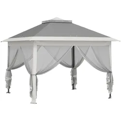 PAVILLON 3,3x3,3m, wasserabweisend Stabil Winterfest Pop-up Faltpavillon Grau