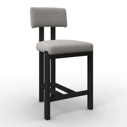 Barhocker Jonna Hellgrau Bouclé Gepolstert
