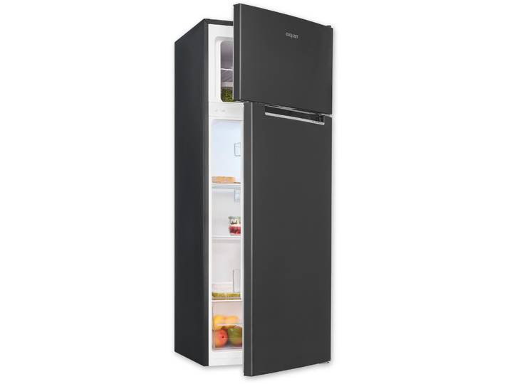 EXQUISIT Kühl-/Gefrierkombination KGC270-45-040D , Energieeffizienz: D, inoxlook, az, Rechtsanschlag, wechselbar, Kühlschränke, 206 l, leise & sparsam, 4*-Gefrierfach mit flexiblem Stauraum & LED, Kühl-/Gefrierkombination