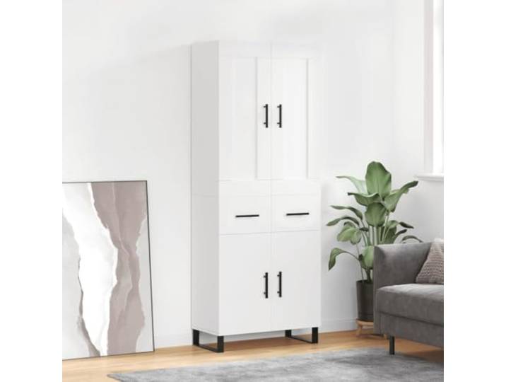 HEFZGDB Stilvolles Highboard aus Holzwerkstoff in Weiß – Modernes Aufbewahrungshighboard mit viel Stauraum und Türen für das Wohnzimmer