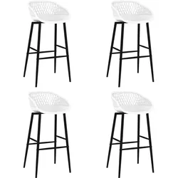 Décoshop26 - Barhocker x4 Hochstühle mit Netzoptik in Weiß PP und Metall DEC029410 DEC029410