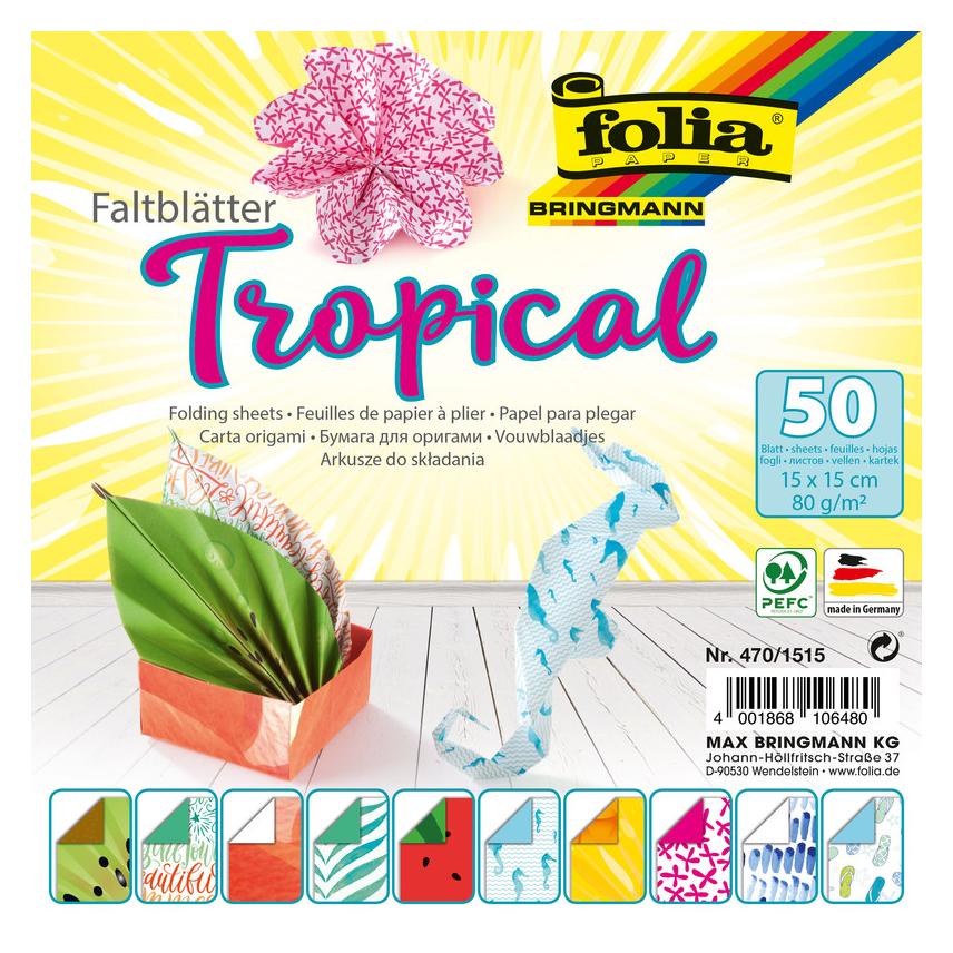 Folia Faltblätter 15x15cm Tropical (80 g/m², 50x) (470/1515)