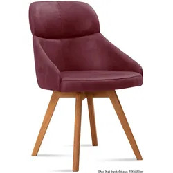 ESSZIMMERSTUHL (4er-Set) Donna 52x82x63 Eiche geölt/Marsala