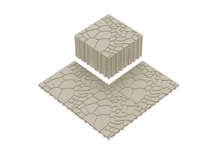 Oxeza Terrassenfliese 30.5/30.5/2 Beige, 12 x12 Quadratisch, Plastik 44 Stück, Kunststoff, 30x2x30 cm, Teppiche und Böden, Terrassenböden & Balkonböden, Terrassenfliesen