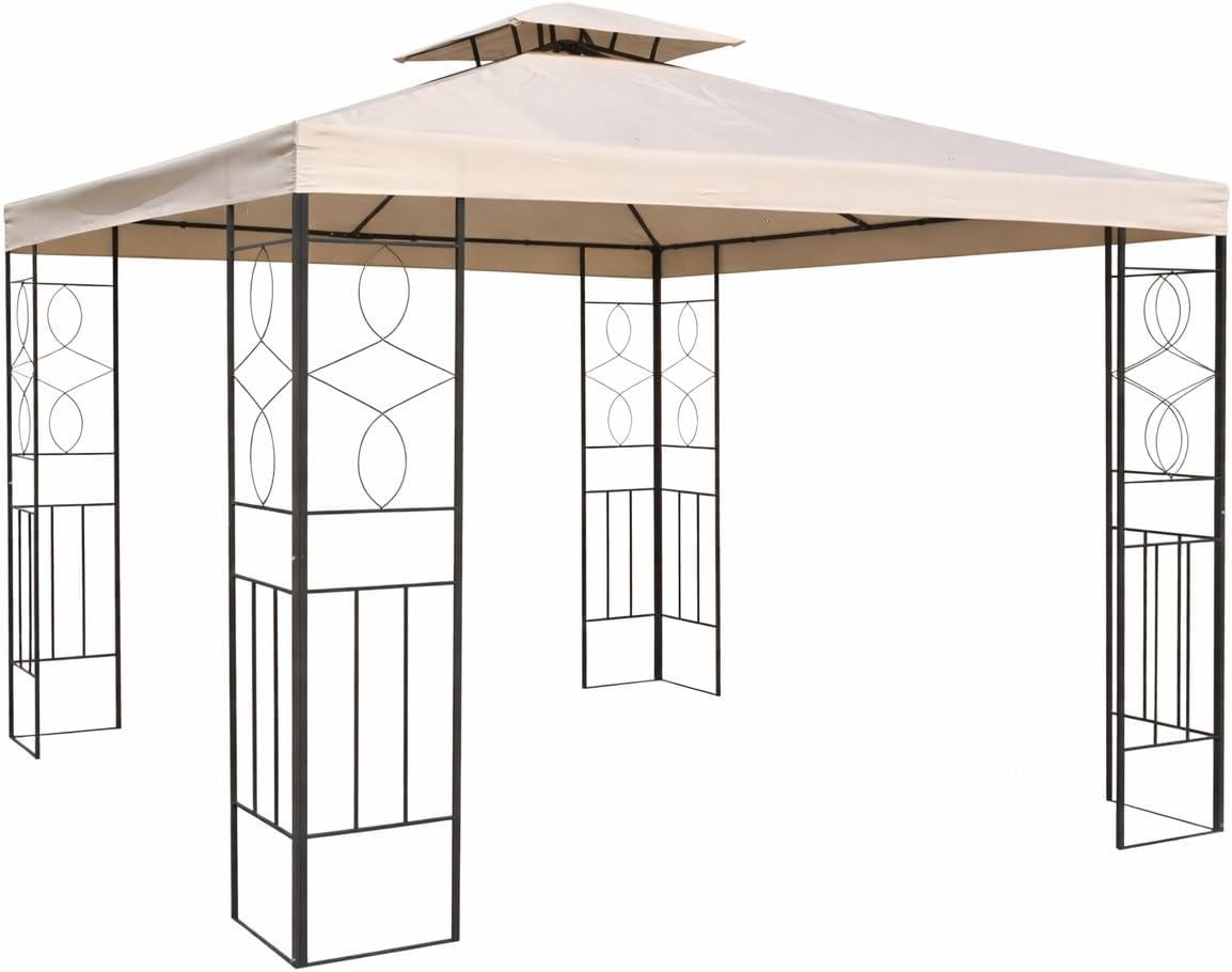 Haushalt International Gartenpavillon aus Metall, 300 x 300 cm, schwarz/beige