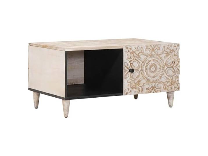 Couchtisch Massivholz Mango 80 x 50 x 40 cm Rechteckiger Wohnzimmertisch Massives Mangoholz, natürliche Farbunterschiede, rechteckige Form, pflegeleichte Oberfläche, vielseitig einsetzbar