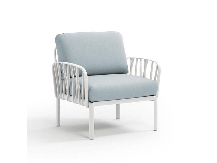 NARDI fauteuil pour l'extérieur KOMODO (Blanc / Glace - Polypropylène fibre de verre et tissu Sunbrella)