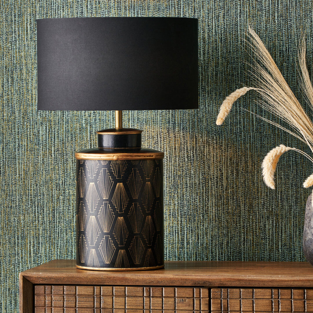 Corrigan Studio Deloatch Wood Lamp Base Lamp Black 40cm H X 20cm W X 20cm D