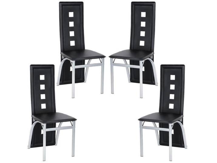 Chaises de salle à manger - Noir - Métal - Simili cuir - Design élégant et confortable
