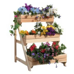 Pflanzleiter Kolberg Grau 80 x 75 x 100 cm - Pflanzenregal aus Kiefer - Blumenleiter für dekorative Gestaltung - Pflanztreppen für Garten & Balkon