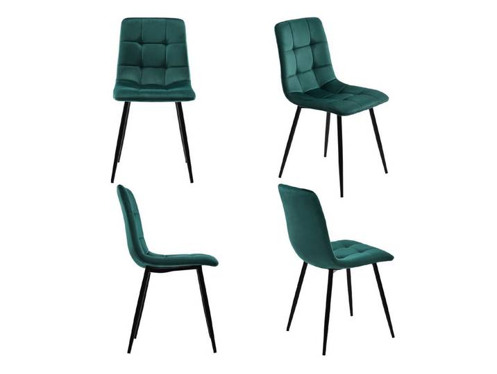 KLAM HOME Esszimmer-Set Esszimmerstuhl Set aus 4 gepolsterten Stühlen mit Rückenlehne Samt, (4-St), Metallrahmen Tischbeine mit Bodenschutz-Pads