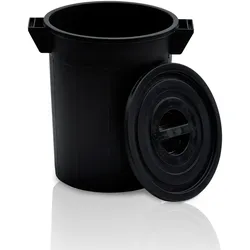 Kunststoffbehälter mit Deckel, 50 l, Regranulat, schwarz