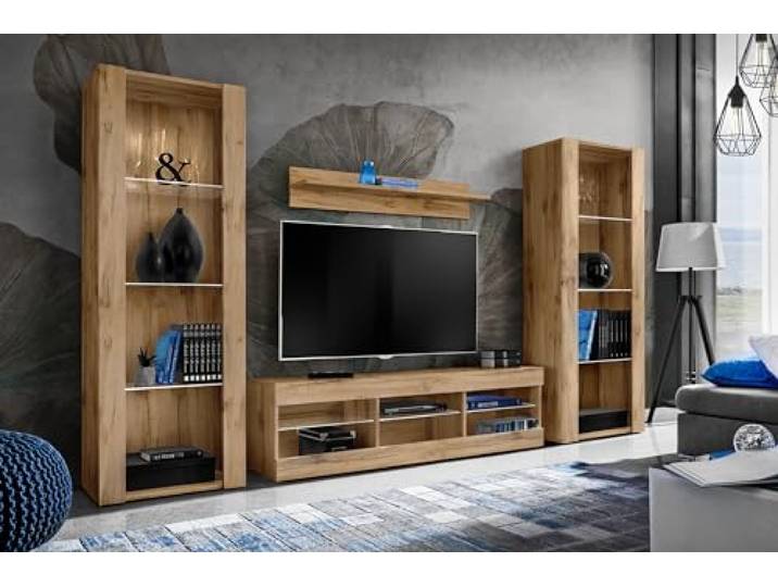 Komodee Wohnwand TV Tivoli Grande Wotan/Wotan 250x159x35 cm Wohnwand Tivoli Grande, Wotan/Wotan, Breite 250cm x Höhe 159cm x Tiefe 35cm, ohne LED , für Wohnzimmer