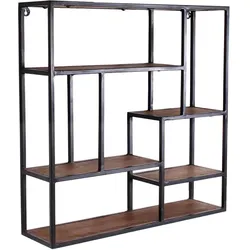 Wandregal 'Madras' quadratisch 80x80 cm Massivholz, Metall Mango