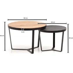 Wohnling, Couchtisch + Beistelltisch, Ethan (60 x 40 cm)
