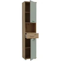 Forte, Badezimmerschrank, Badezimmerschrank – Artisan Oak / Salbeigrün – 2 Türen – 40,2 x 28,9 x 183,6 cm (40.20 x 28.90 x 183.60 cm)